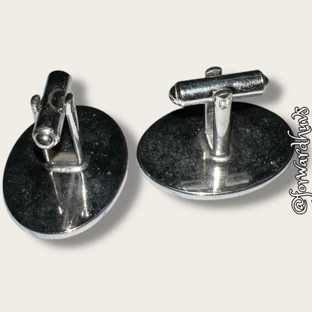 Vintage Oval Silver Tone Hickok “R” Cufflinks